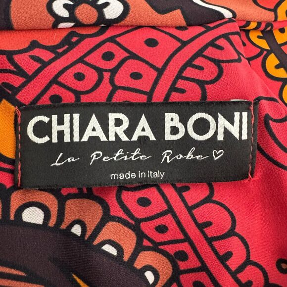 Chiara Boni La Petite Robe Tiffy Paisley Halter Top US 6 IT 42 Red Mock Neck - Picture 6 of 8